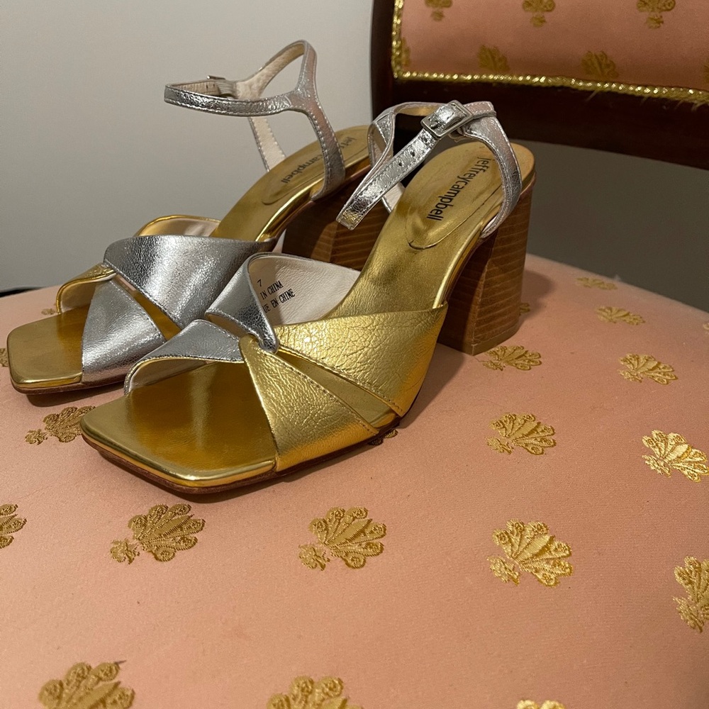Jeffery Campbell | Gold and Silver Sandals